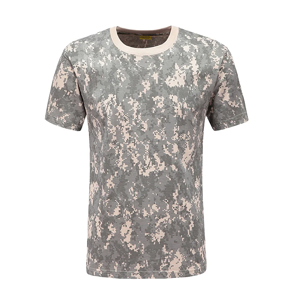 Camouflage Baumwoll-T-Shirt, Militär fan Sommer physische halb ärmel ige atmungsaktive Trainings uniform, taktisches T-Shirt mit Rundhals ausschnitt