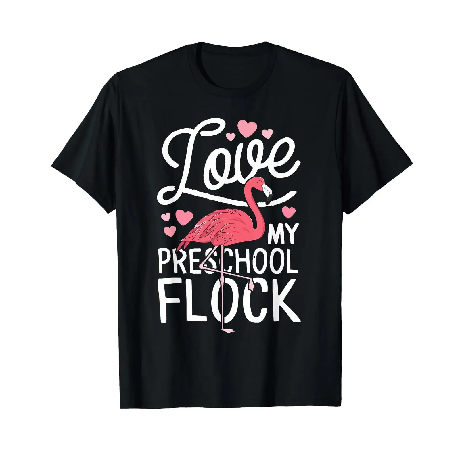Love My Preschool Flock Flamingo Teacher Pre K Gang T Shirt vintage Washed homme designer clothes Versatile fashion Slightly