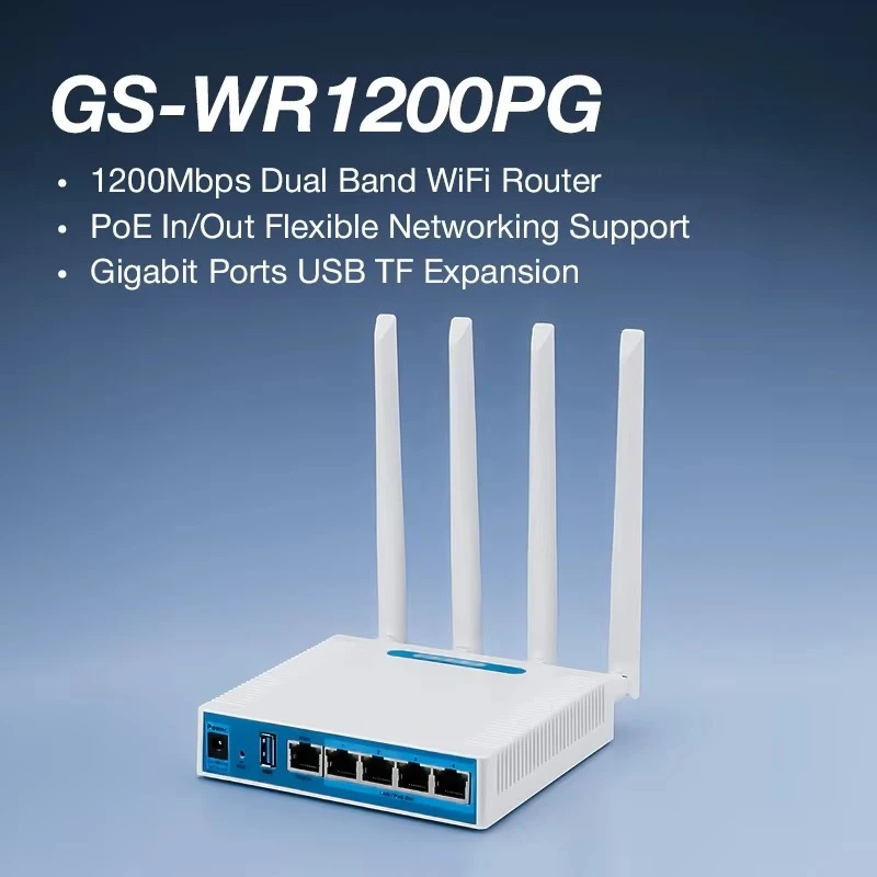 2.4GHz 5.8GHz IP Network MTK7621AN 1200Mbps Dual Band Gigabit Ethernet PoE Router Gigabit WAN LAN Router