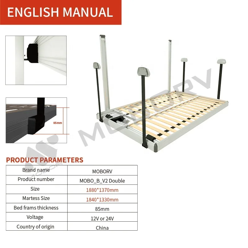 Hotsale CE Qualified Motor Home RV Recreational Vehicle Accessories Diy Camper Van Conversion BED LIFT Electric SYSTEM Mechanism