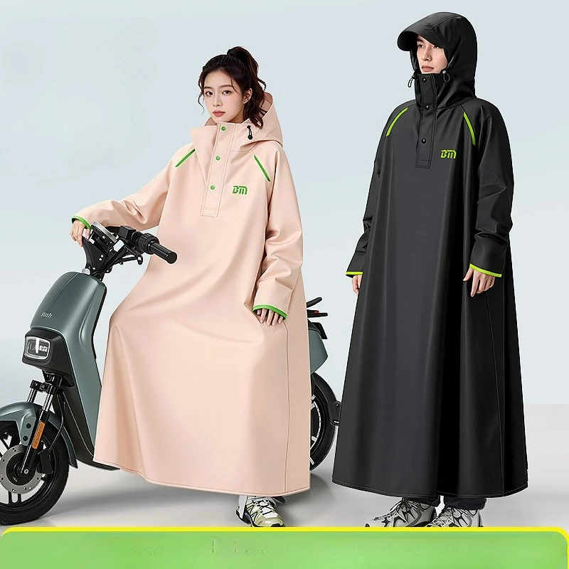 Adults One-Piece Raincoat Full-body PVC Rainstorm Proof Electric Battery Motorcycle Rain Proof Poncho Outdoor Travel Rainwear