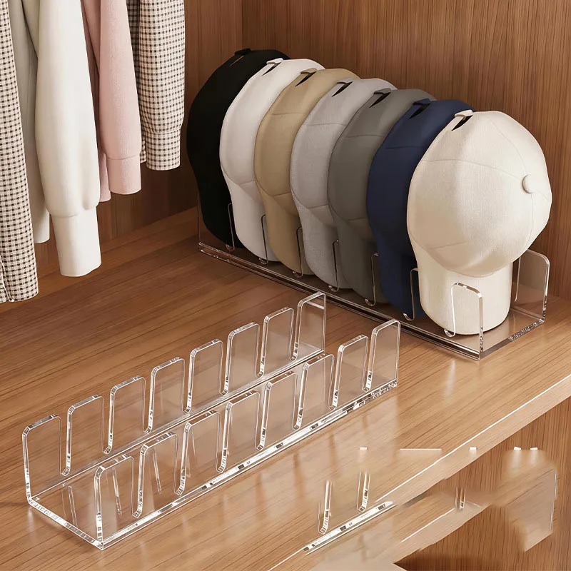 Acrylic Cap Storage Rack with Slots Baseball Cap Display Stand Cap Storage Container Household Storage Organization for Bedroom