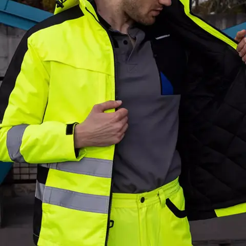 Vinterarbetsskyddande arbetskläder med reflekterande ränder Säkerhetsreflekterande jacka för män och Hivis-byxor Set 12 best sales byggkläder - №10