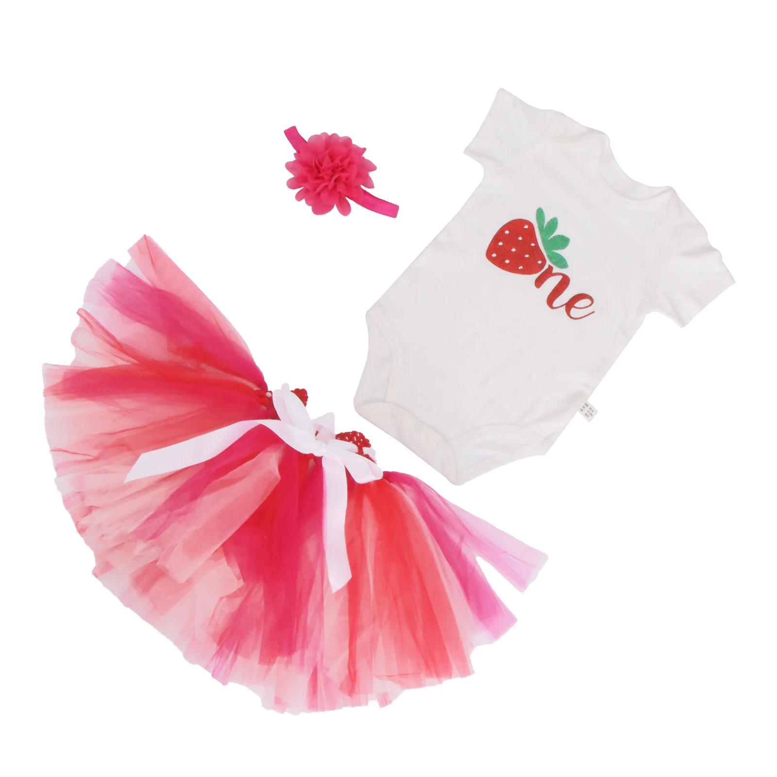 

1Set Strawberry Climbing Clothes for 12-18M Baby Tutu Skirt Set Lovely Comfortable Fashion Kids Clothing Kit Party Photo