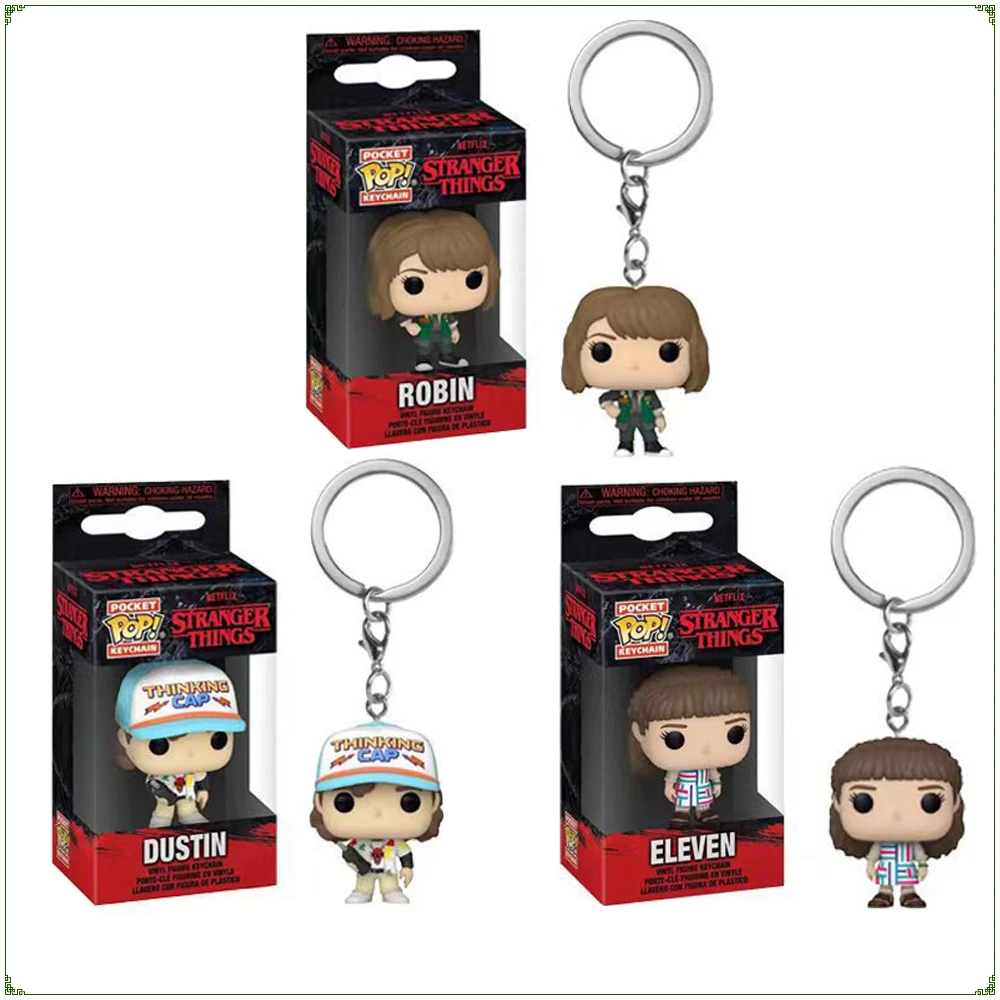 FUNKO POP Keychain Strange Tales Creativity Peripheral Dustin Hanging Cartoon Eleven Model Toy Bag Hanging Charm Doll Key Chain