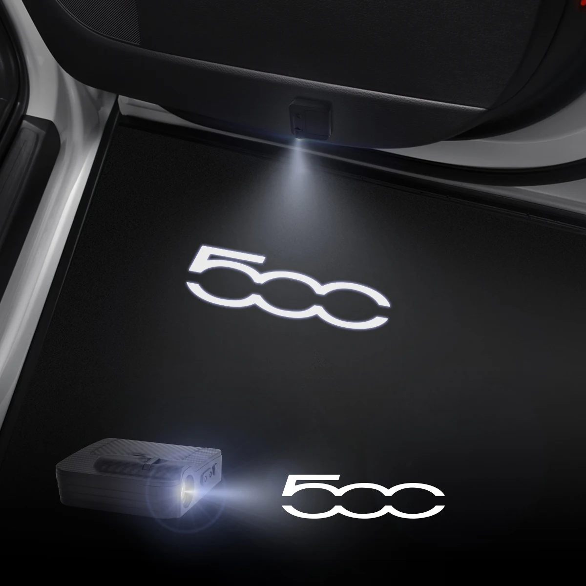 Porta do carro Bem-vindo Luzes para Fiat, Projetor Laser Logotipo, Sensoriamento Sem Fio, 500C, 500X, 595, Panda, Punto, Bravo, Tipo, 1, 2Pcs