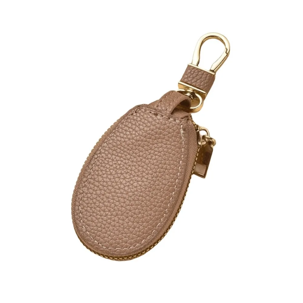 Luxury Car Key Bag Zipper Closure Large Capacity Leather Key Case Coin Storage Protection Cover Keychain Holder Travel Essential