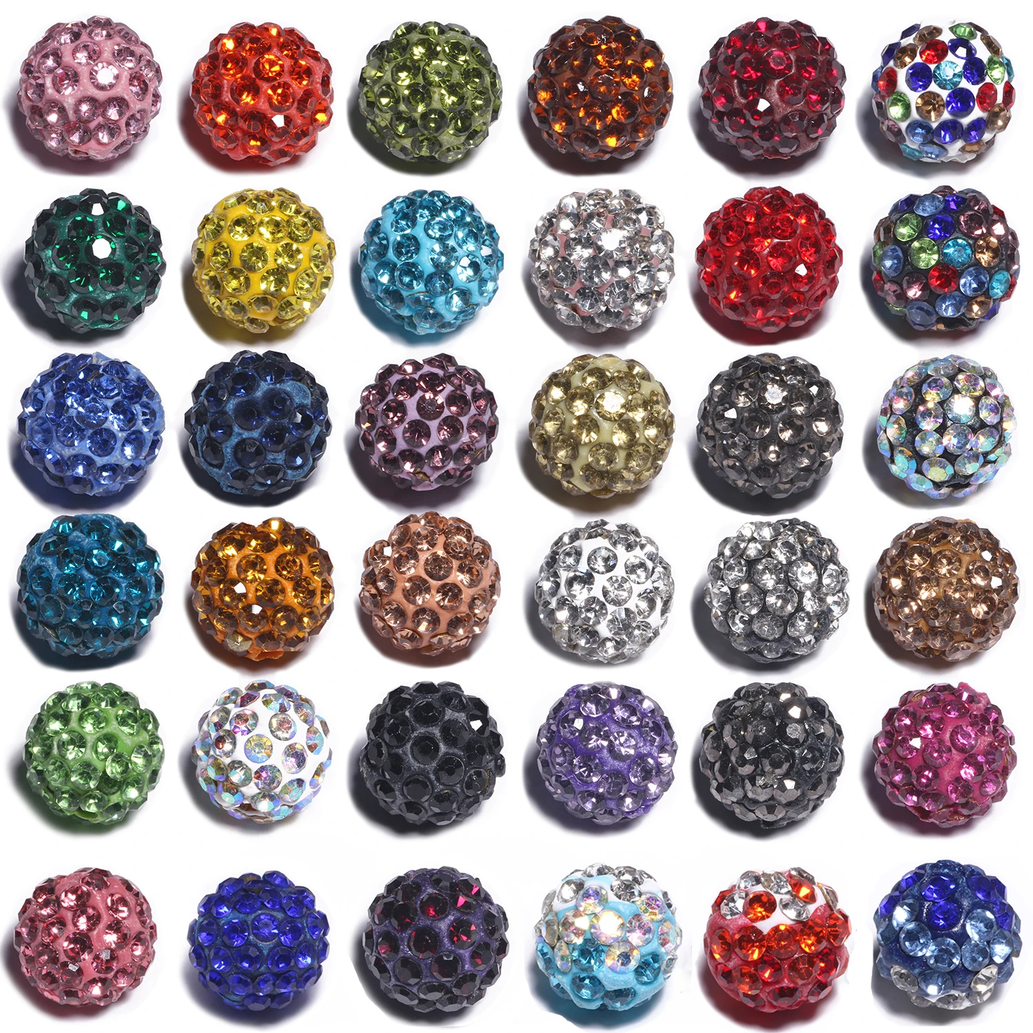 10pcs 6/8/10mm Rhinestone Crystal Clay Beads Soft Pottery Micro Pave CZ  Spacer Beads For Jewelry Making Diy Bracelets Necklaces