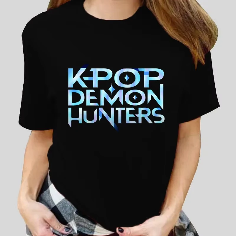 

Kpop Demon Hunters Letter Printed Women Men T-shirts Anime Fashion Short Sleeve Shirts Summer Round Neck Tee Shirt Casual Tops