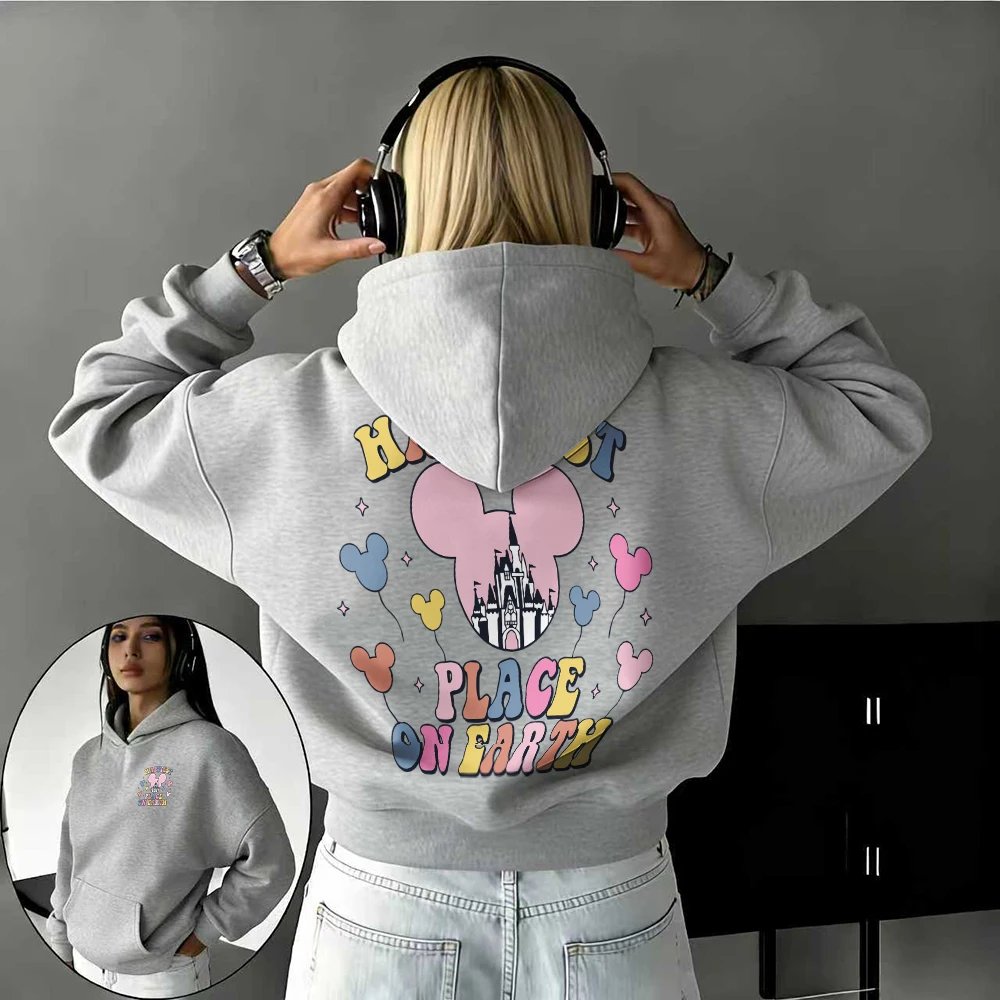 

Осень/зима 2026, толстовки из чистого хлопка с рисунком Микки Мауса Диснея, костюм для родителей и детей, высококачественный повседневный мягкий унисекс, сохраняющий тепло