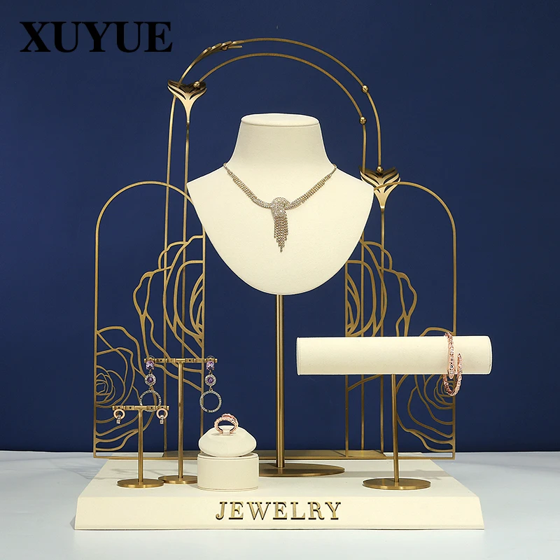 Jewelry window display props high-grade metal necklace display stand earrings ring bracelet jewelry display stand