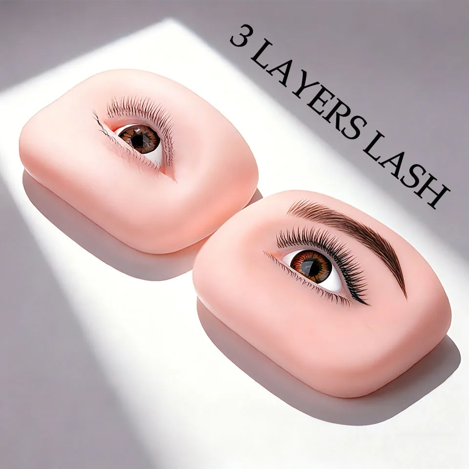 Neue 5D-Wimpernverlängerungs-Akademie Schul-Trainings-Übungspuppe Realistischer 3-Schicht-Silikon-Modellkopf mit offenem Auge für Anfänger – Detail 1