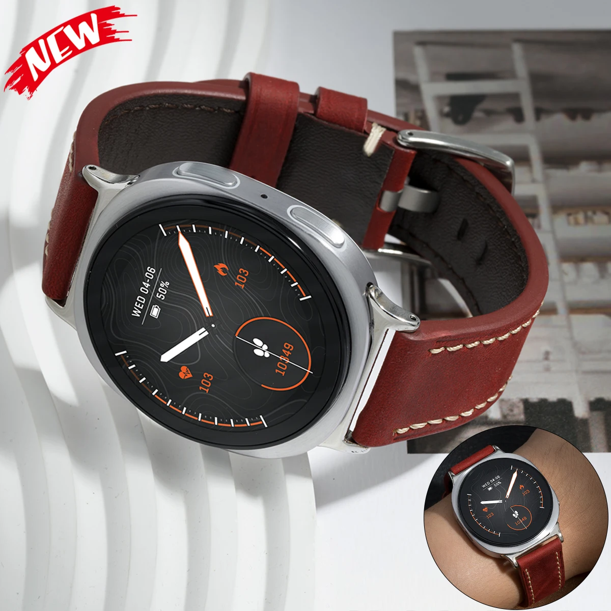 Lederarmband für Samsung Galaxy Watch 8 40 44 mm, bequemer, hautfreundlicher Vintage-Armreif für 8 Classic 46 mm Armbandzubehör