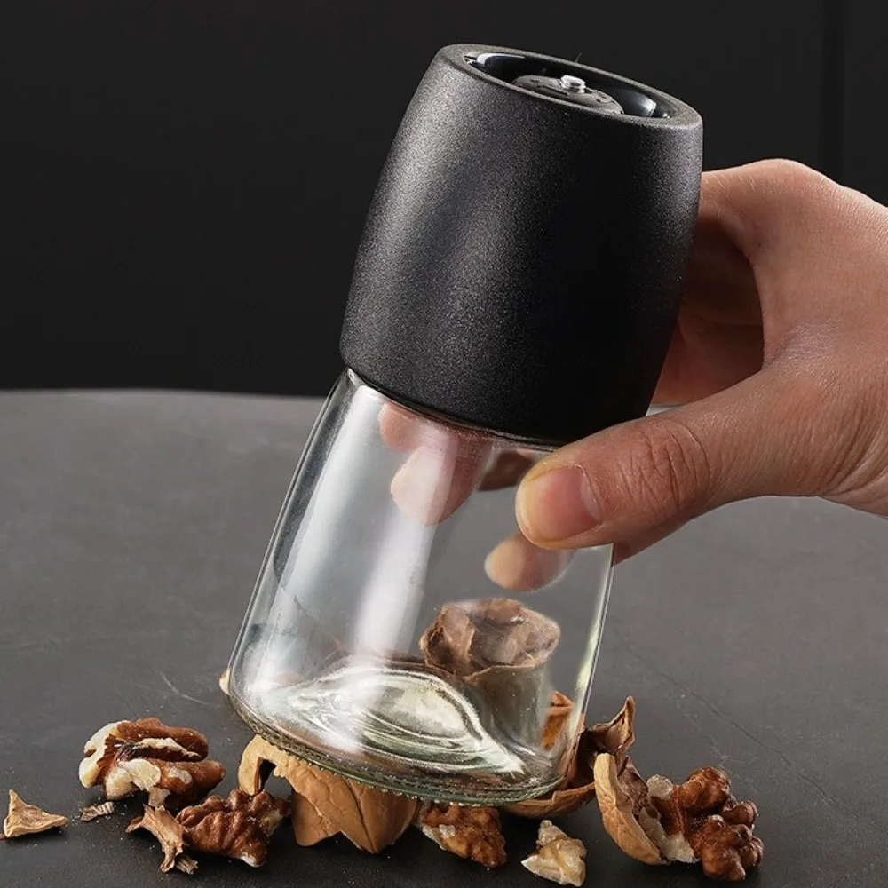 Glass Body Pepper Grinder Large Capacity Ceramic Grinder Salt Grinder Adjustable Coarseness Labor-Saving Spice Mill Restaurant