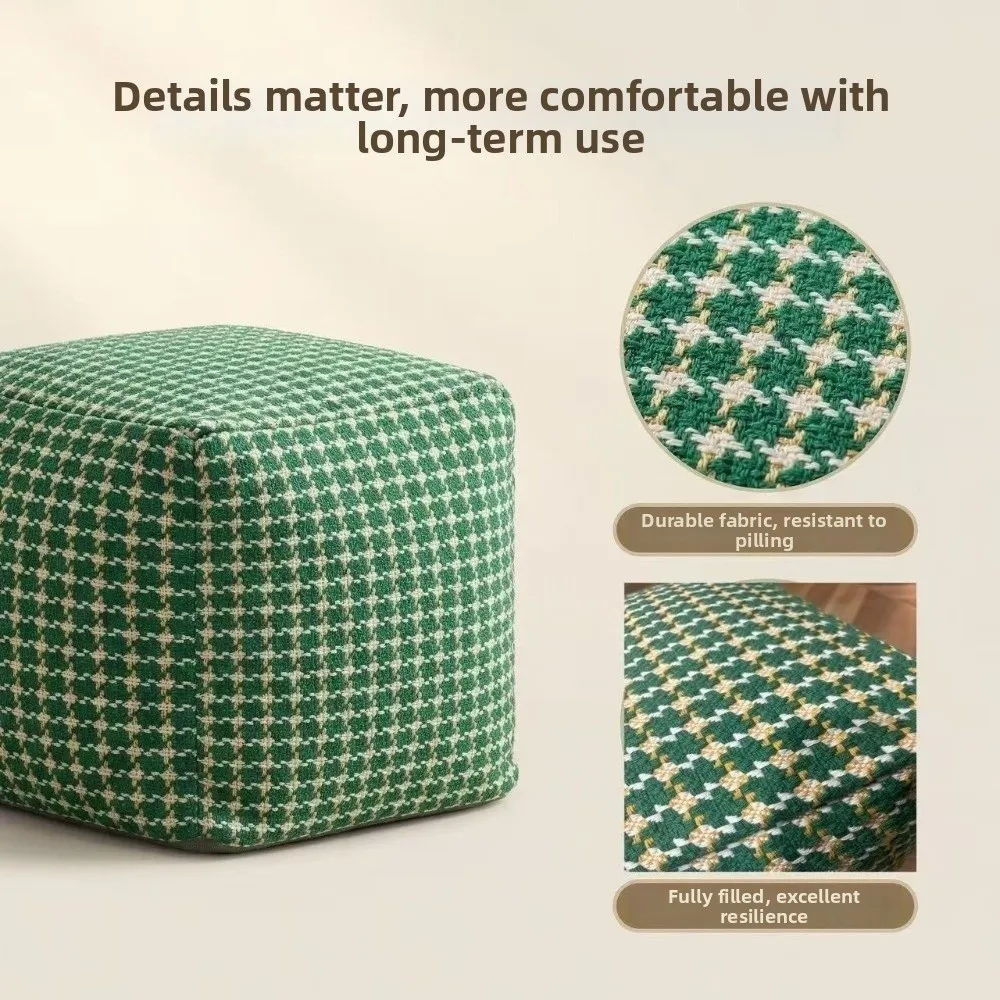 Large Capacity Square Pouf Cover Removable Nordic Style Unstuffed Cushion Cover No Fillings Stackable Shoe-changing Stool