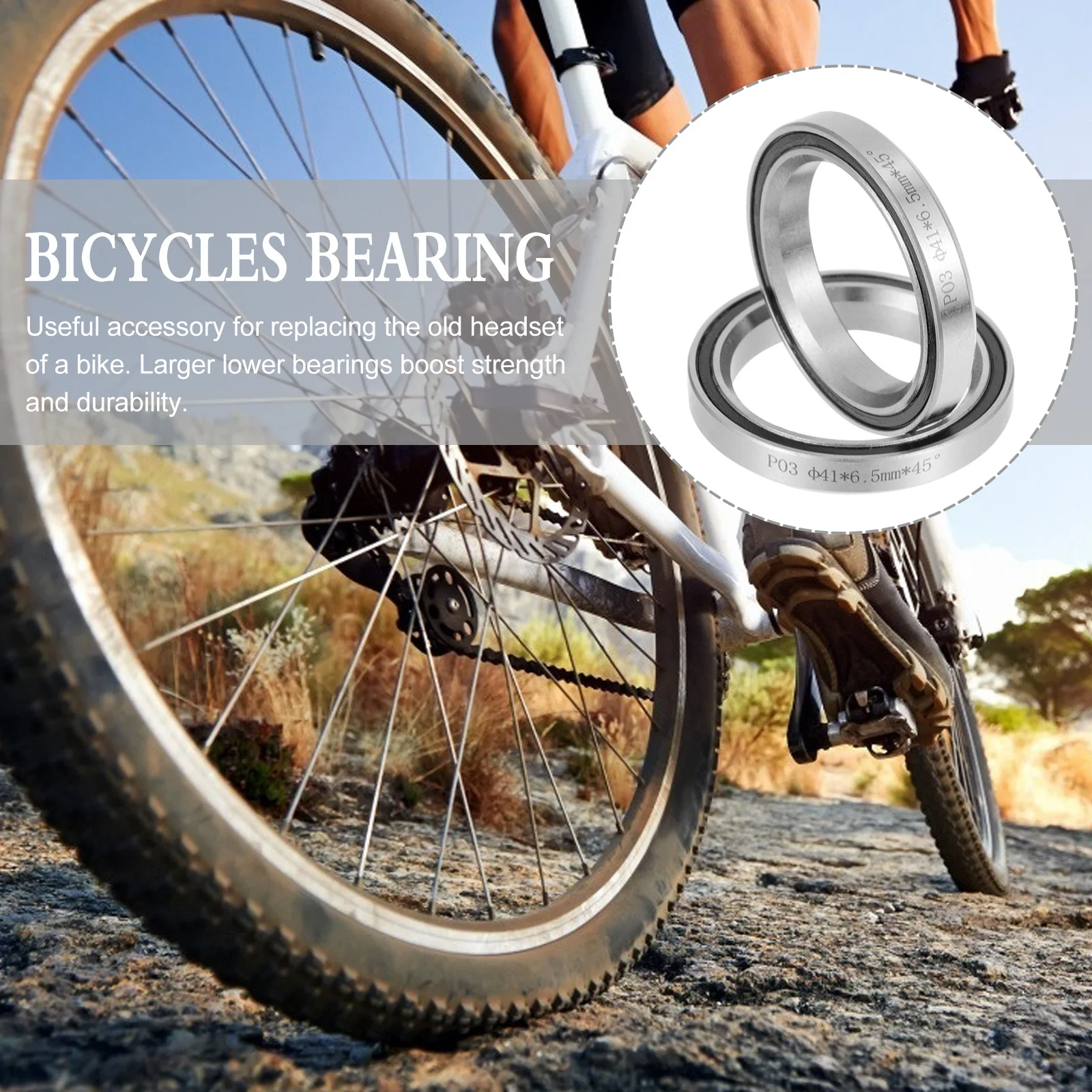 

2Pcs Headset Bearings Steel Bicycles Sealed Ring Stable Rotation Rust Proof Lubricated No Maintenance Required