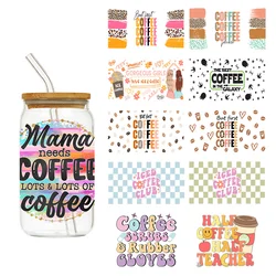 1PCS Dtf Prints Ready To Transfer Coffee Letter Design 16OZ Water Bottle Sticker Paper Sticker Label For Coffee Cup