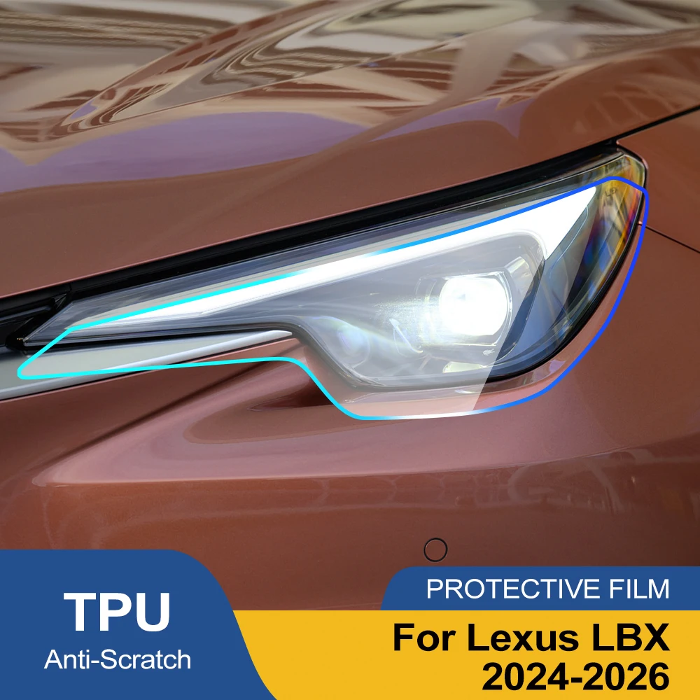 For Lexus LBX 2024-2026 Smoke Black High-Gloss Pre-Cut TPU Headlight Protective Film PPF Anti-Scratch Vinyl Wrap Cover Kit