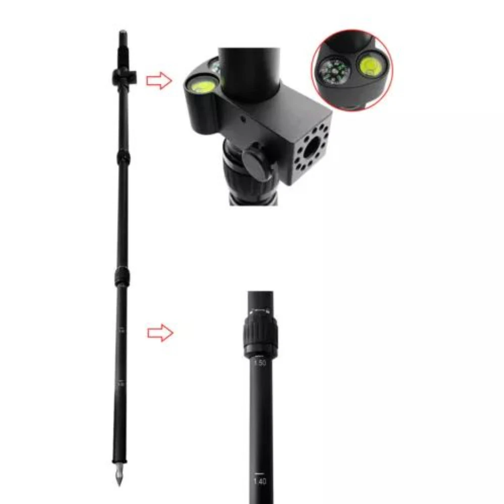 

Upgrades Model 150cm Portable Telescopic Centering Pole GNSS GPS Surveying Centering Pole with Compass Level Bubble