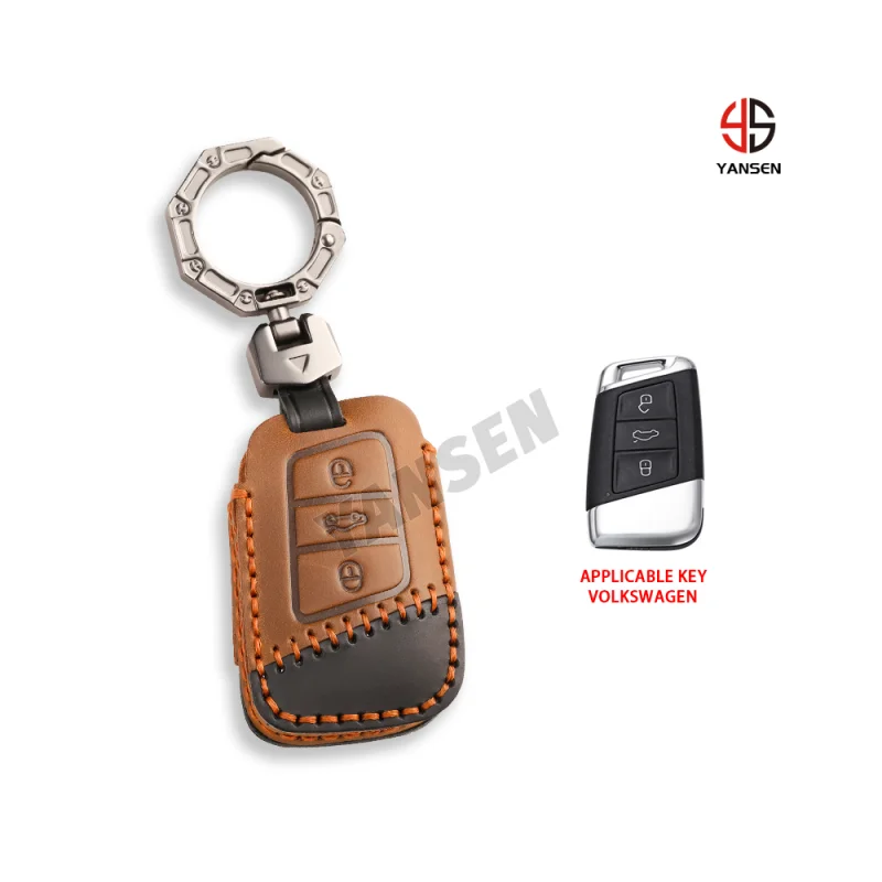 

Fashion Leather Car Remote Key Case Cover Shell Fob For Volkseagen VW Passat B8 Magotan For Skoda Superb A7 Kodiaq Accessories