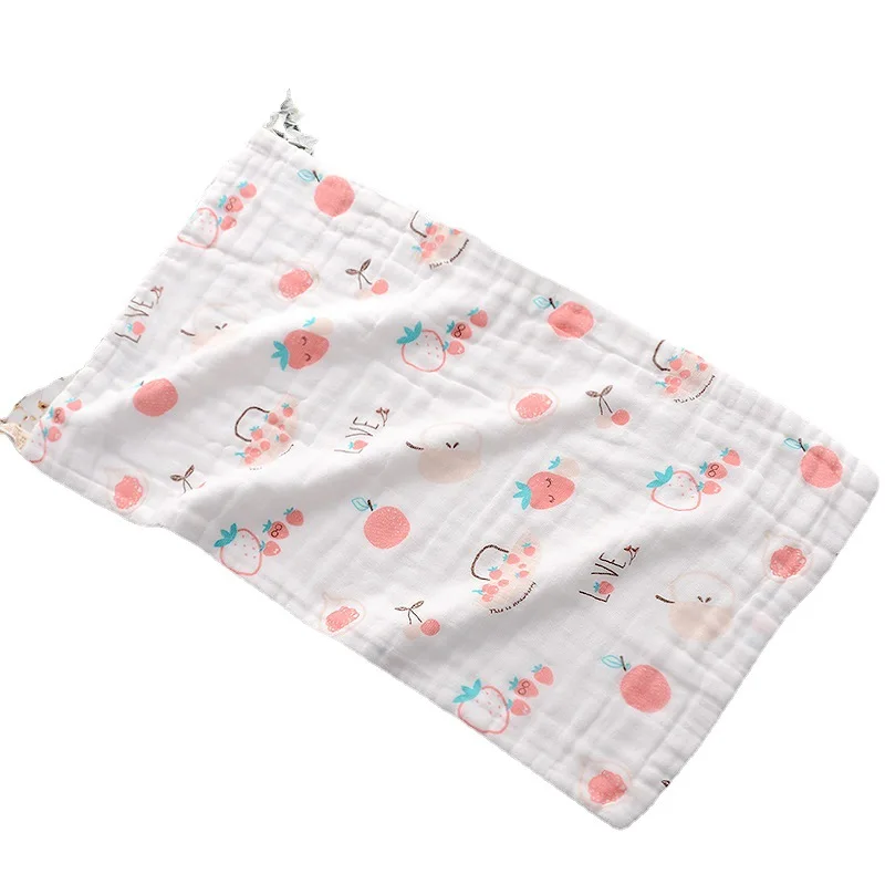 25 * 48cm Six-Layer Pure Cotton Small Tower Baby Gauze Face Cloth High Density Seersucker Children Towel Bath Towel Saliva Towel