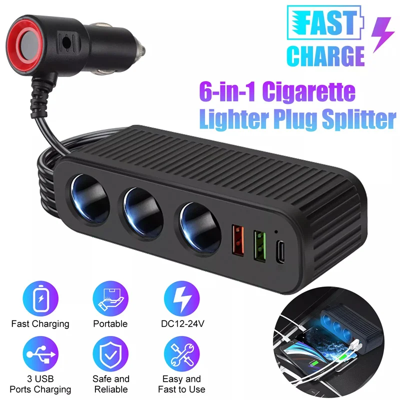 Car Charger For Phones 120W Plug And Play Charger Splitter Overcharge Protection Charger Adapter PD QC3.0 Car Charger