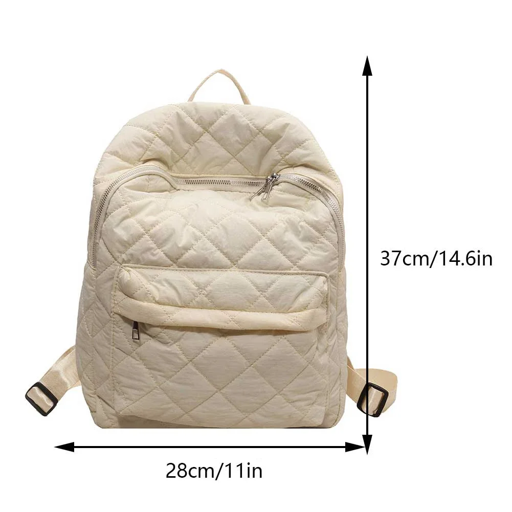 Quilted School Backpack for Women Girls Puffer Schoolbag Padded Laptop Backpack for Travel Shoulder Bag Mochila Knapsack 2023