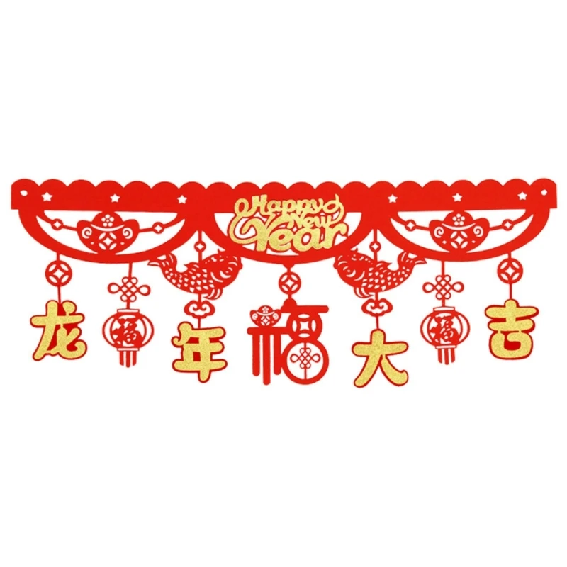 2024 New Year Banners Chinese Spring Festival Horizontal Colored Door Wall Hanging Pendant for Dragon Year Decorations Dropship