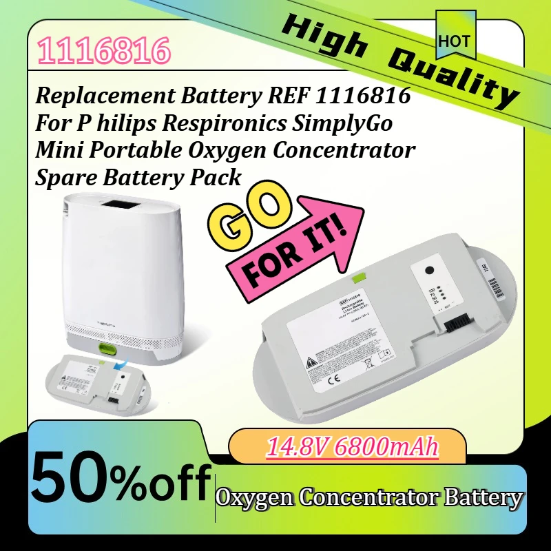 

Replacement Battery REF 1116816 For P hilips Respironics SimplyGo Mini Portable Oxygen Concentrator Spare Battery Pack