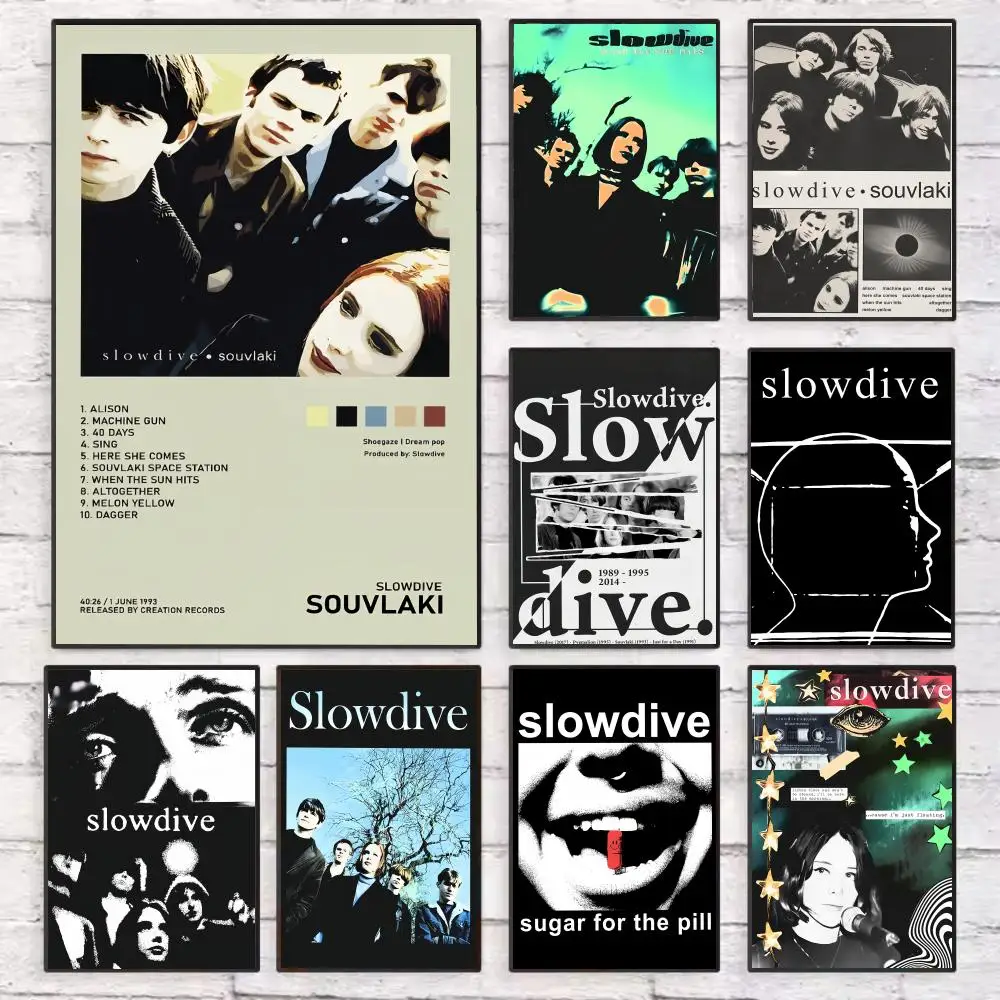 

S-Slowdive Band Rock and Roll Poster Wall Art Sticky for Living Room Bedroom Office Hallway Bar Home Decor Gift Idea