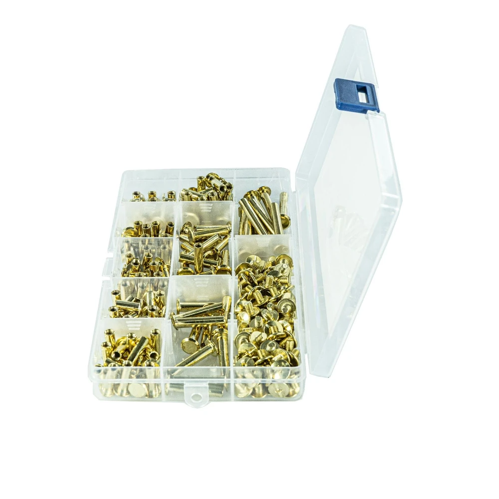 250PCS Acciaio al carbonio Rivetti placcati in rame Rivetto M5 Libro dei conti Rivetti di testa Viti Album fotografico Calendario Chiodi Rivetti per rilegatura