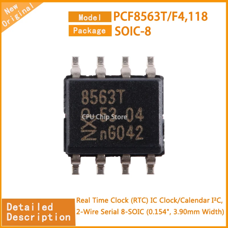 10Pcs/Lot  New Original  PCF8563T/F4,118   PCF8563T  Real Time Clock (RTC) IC Clock/Calendar I²C, 2-Wire Serial 8-SOIC