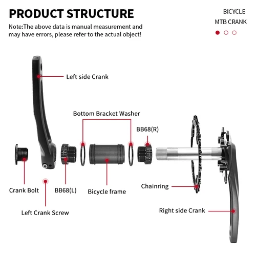Imagen 2 del producto BUCKLOS-platos y bielas para bicicleta de montaña, 104BCD, 32T, 34T, 36T, 38T, 170mm, juego de manivela integrada, plato ancho estrecho
