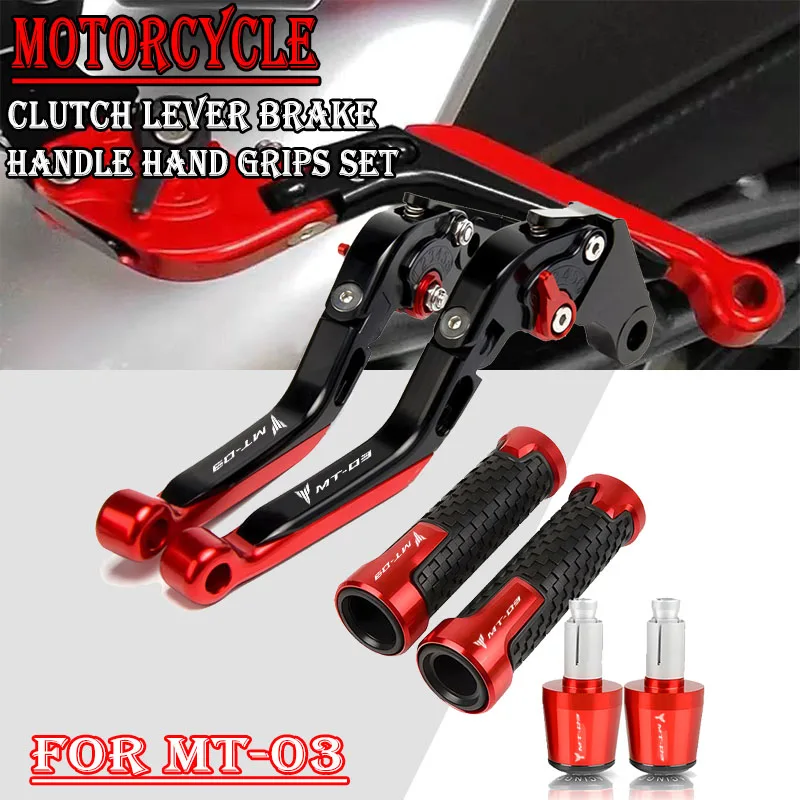 2023 For MT-03 MT 03 MT03 Motorcycle Adjustable Brake Clutch Lever 2015 2016 2017 2018-2022 Folding Handle Hand Grips Set