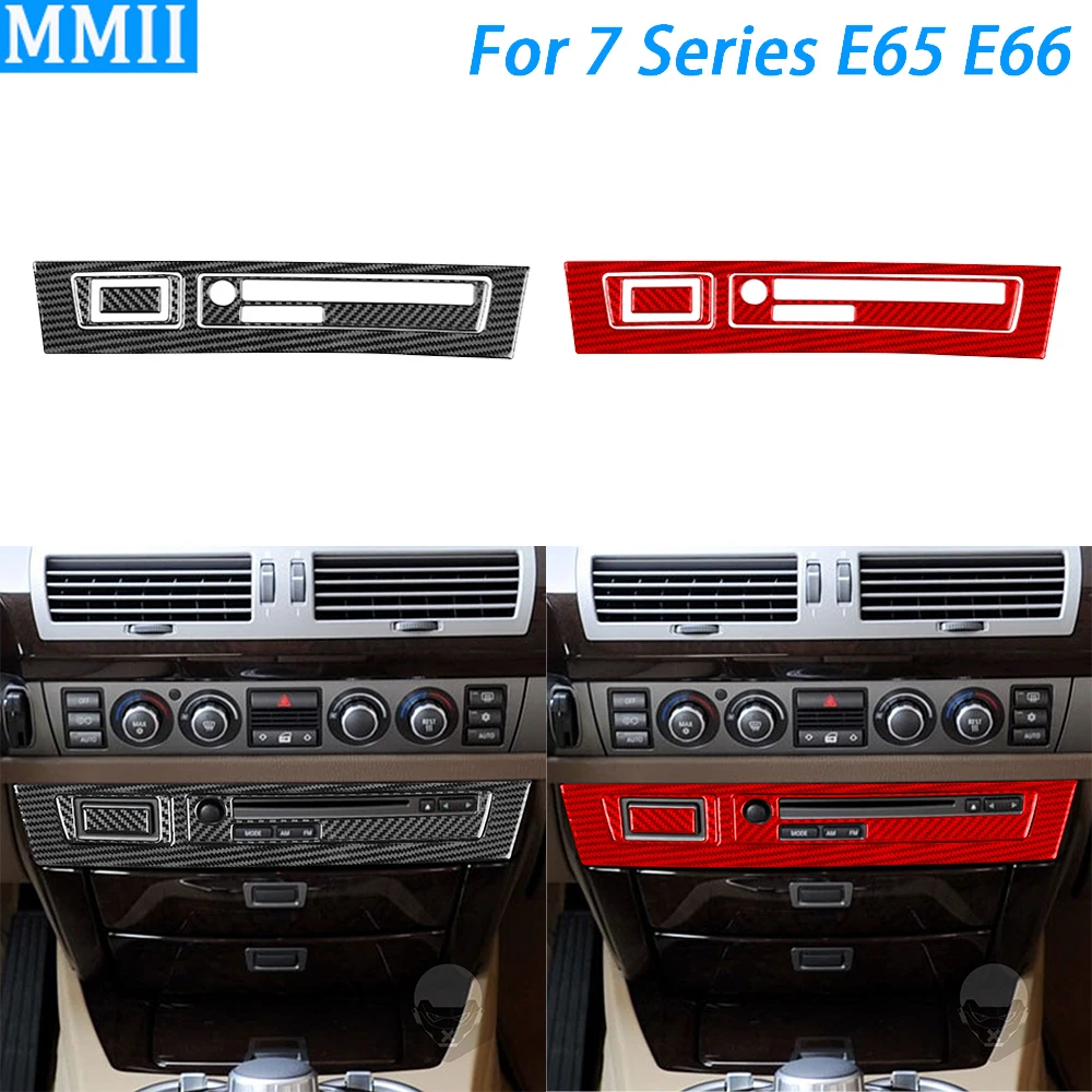 For BMW 7 Series E65 E66 2002-2008 Real Carbon Fiber Central Control Radio CD Panel Trim Cover Car Interior Decoration Sticker