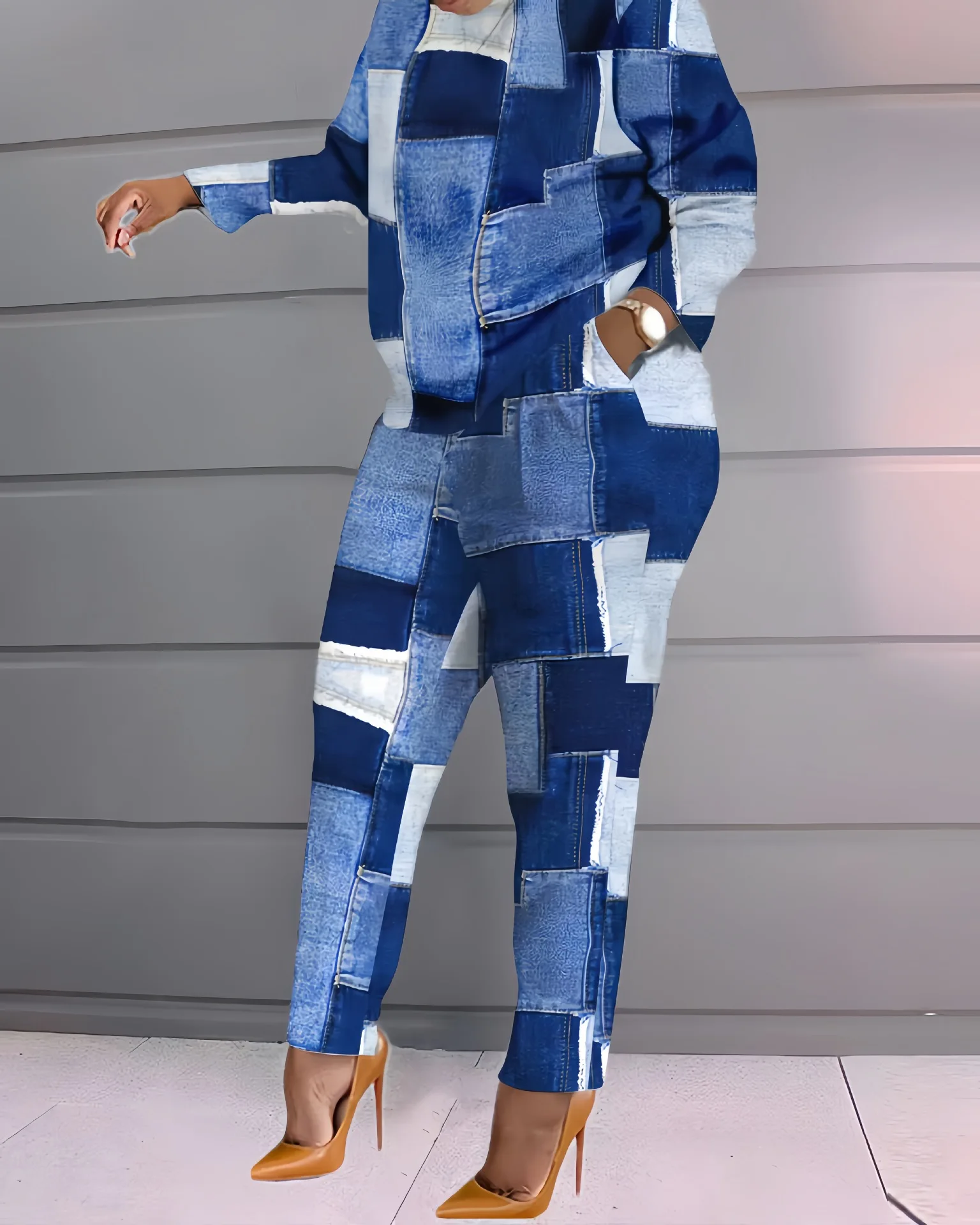 2 Piece Sets Woman Outfit,Women\'s Print Two Piece Set, O-neck Casual Long Sleeve T-shirt, Top And Pants, 2-piece, Spring, 2024,