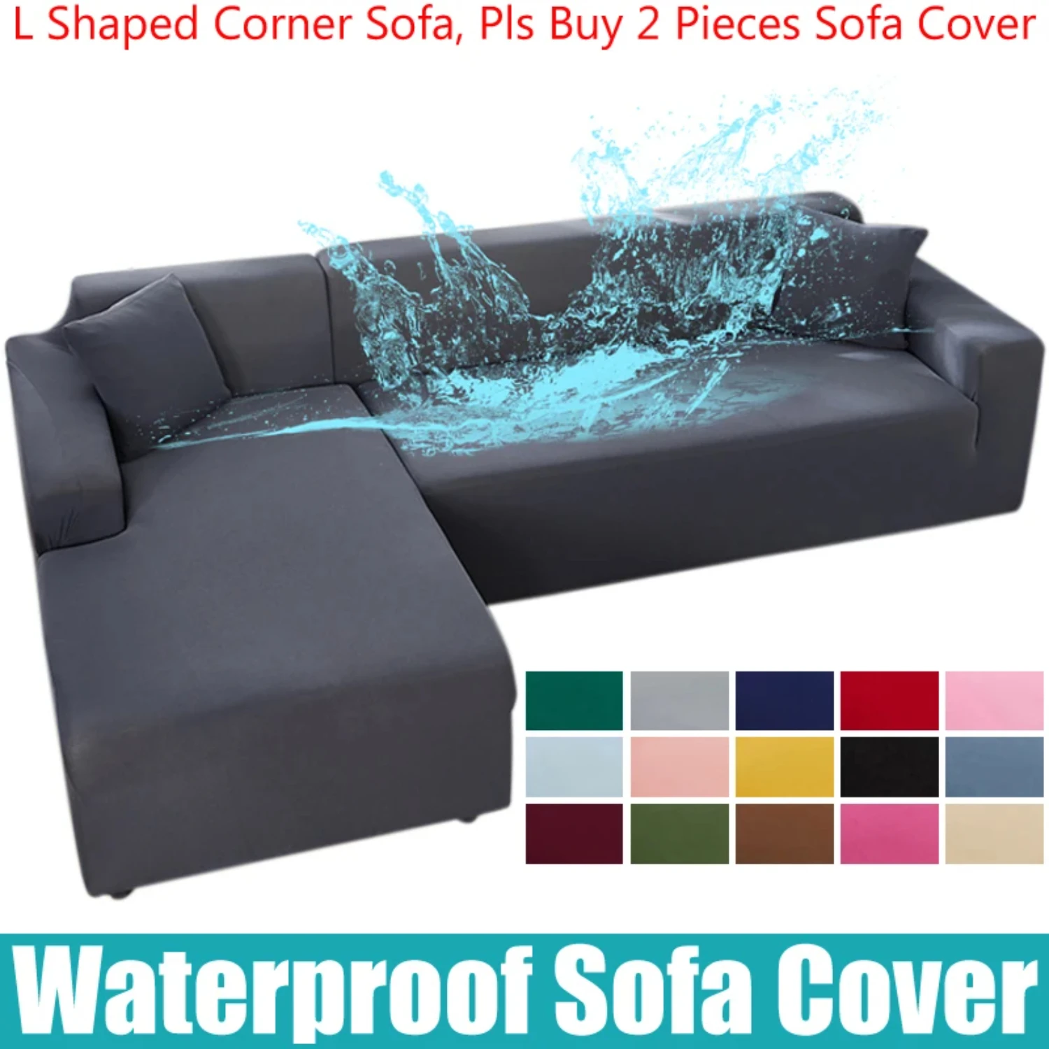 Elegant Waterproof L Shaped Corner Sofa Cover for 1/2/3/4 Seater, Stretchy Elastic Couch Cover for Living Room Sofa Straw cover