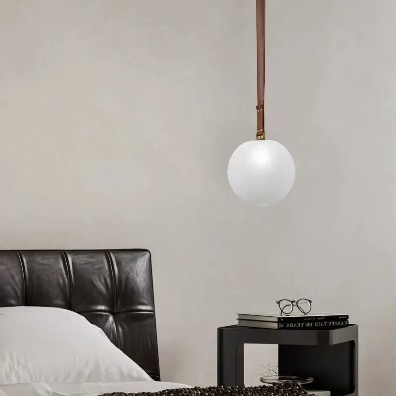 Nordic fashion belt glass small chandelier modern minimalist art designer bedroom bedside bar living