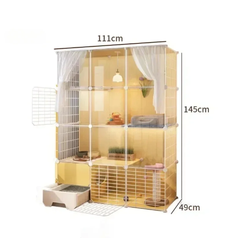 

Plastic Cat Villa Cat Cage with Litter Box Home Pet Supplies Indoor Super Large Free Space Big House Pet Cage for Cats