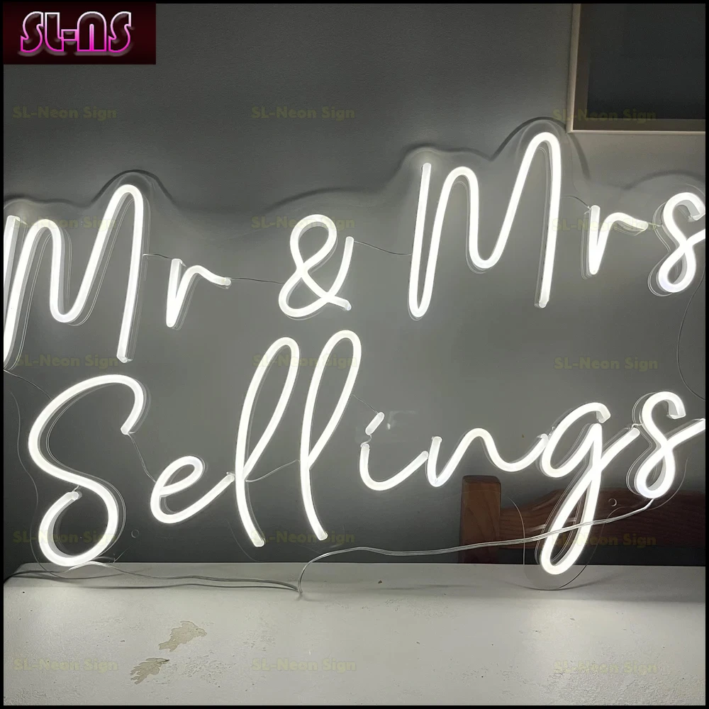 

Mr and Mrs Custom Neon Sign, Wedding Party Lights, Neon Name Sign, Wedding Ring Wall Lamp, Personalized Engagement Event Lights