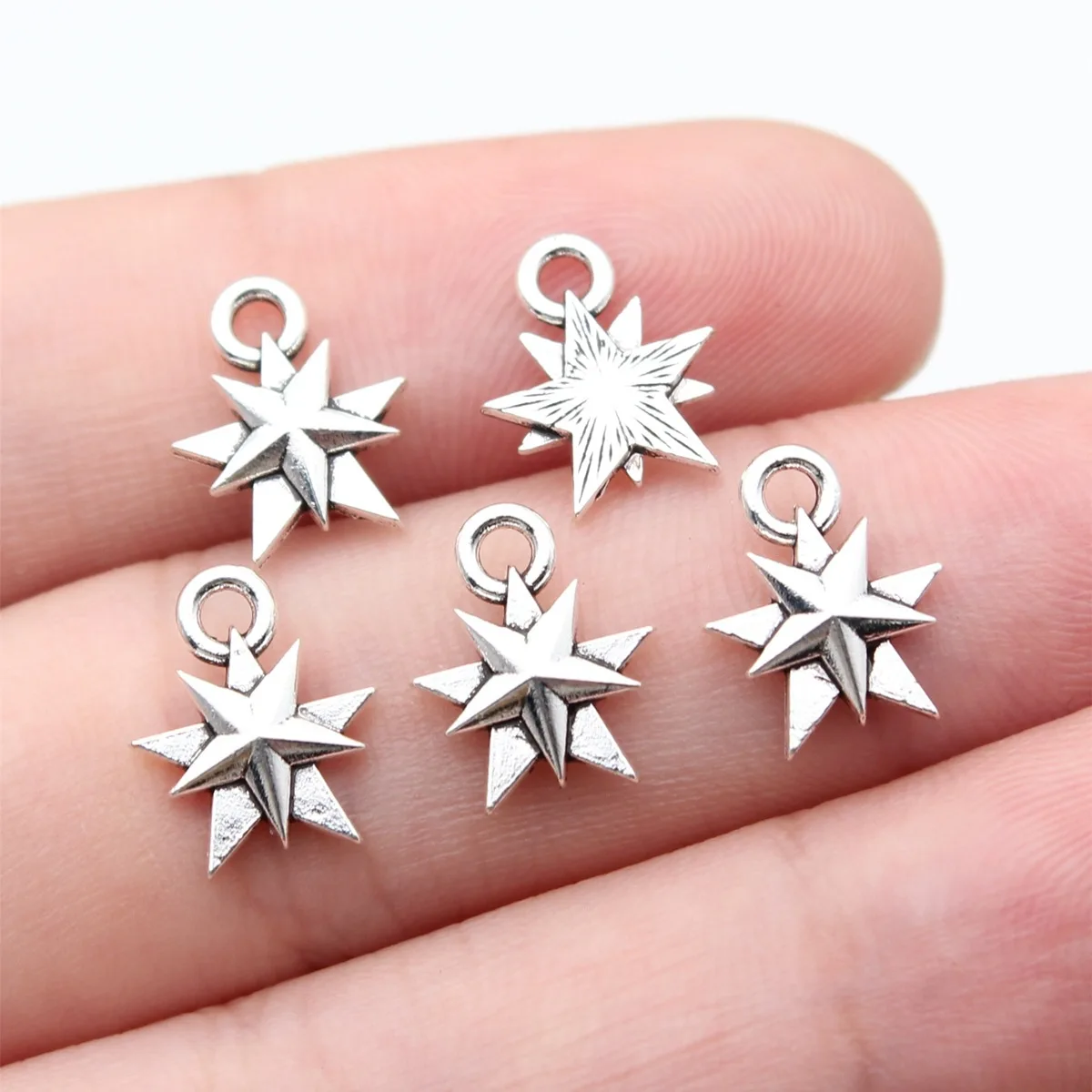 40Pcs/Lot 9x12mm Mini Shining Stars Pentagram Charms Pendants For Diy Jewelry Making Supplies Accessories Wholesale Bulk Items