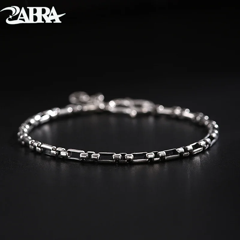 

ZABRA S925 Silver Japanese and Korean Fashion Bracelet Men's Trend Hip-hop Simple Personality Jewelry Gift