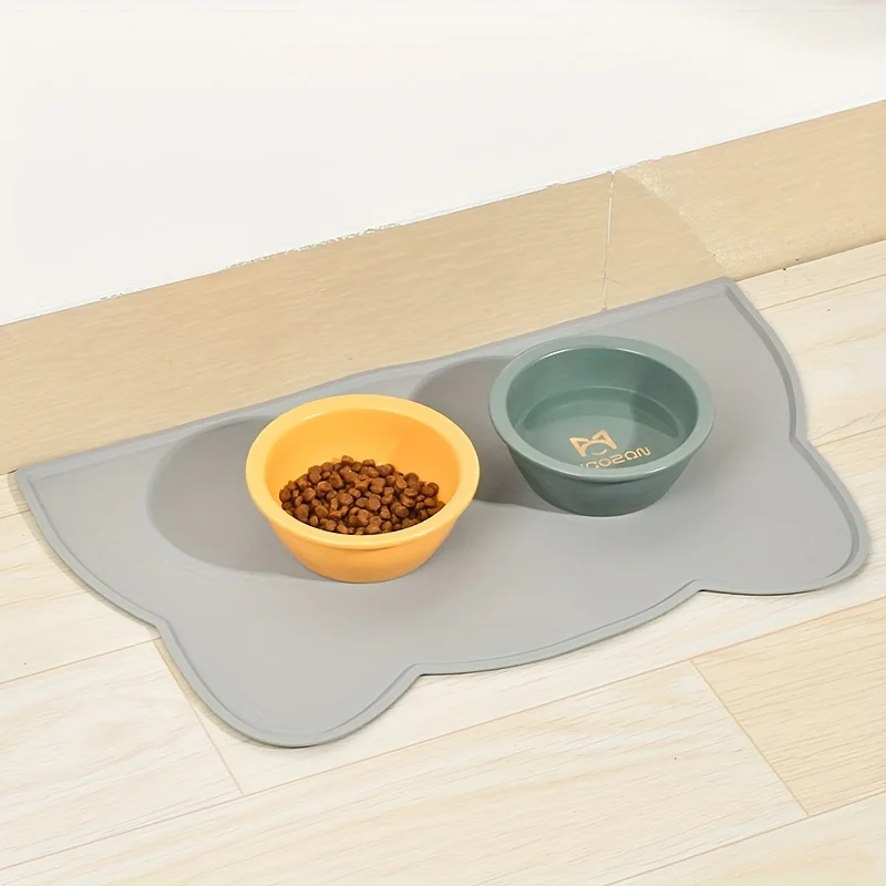 Pet Feeding Mat for Dogs And Cats, Anti-Spill Silicone Edging, Easy Clean Pet Placemat, Thin Silicone Cat Food Mat, Cat Bowl Mat