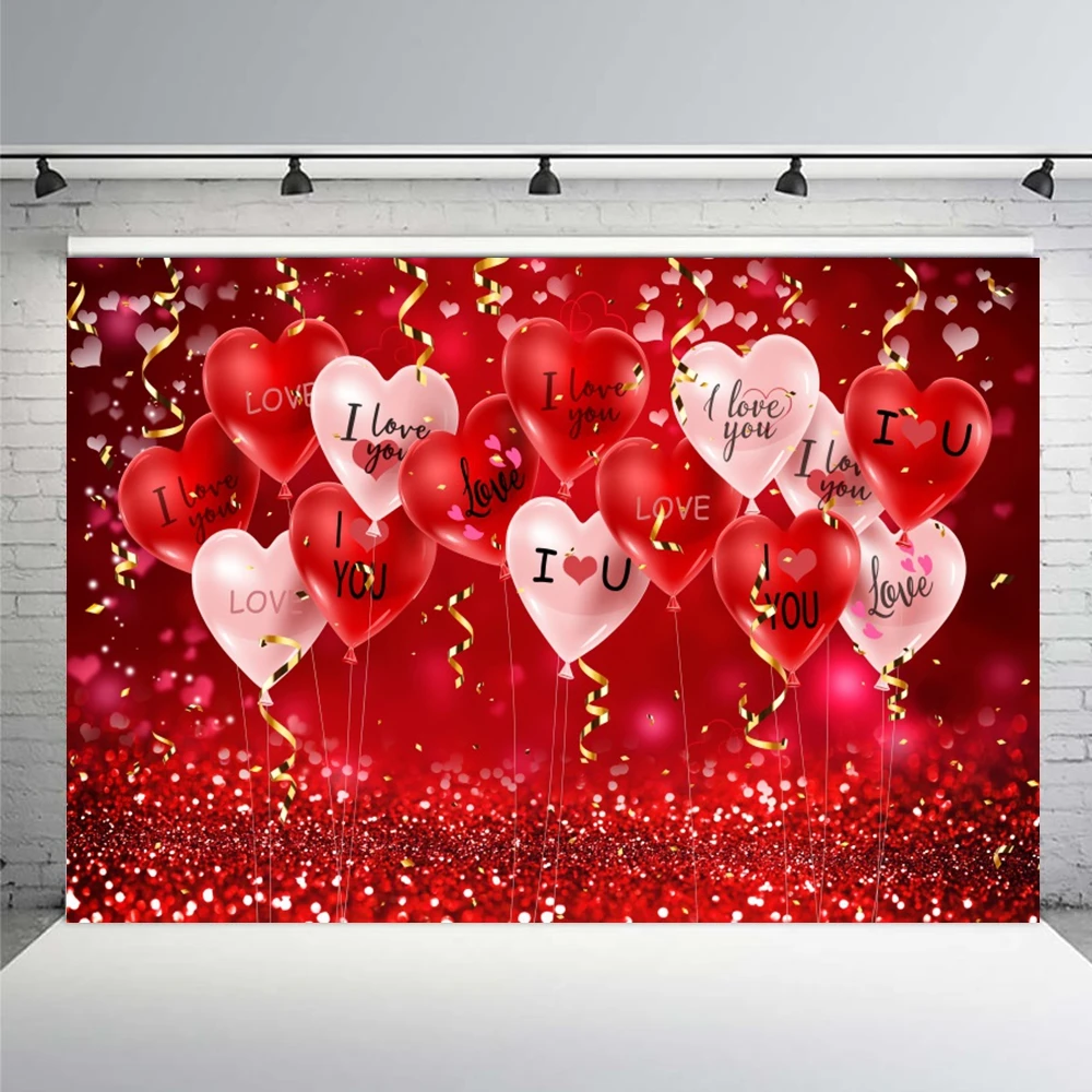 Valentine's Day Backgrounds Red Love Balloon Decor Mother's Day Bride Shower Child Newborn Birthday Wedding Party Photo Backdrop