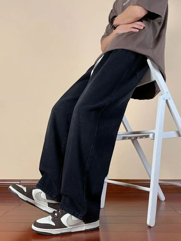 

2024 New Men's Denim Jeans Straight Leg Casual High Waist Long Pants American Style Wear Resistant Loose Fit Spring Autumn