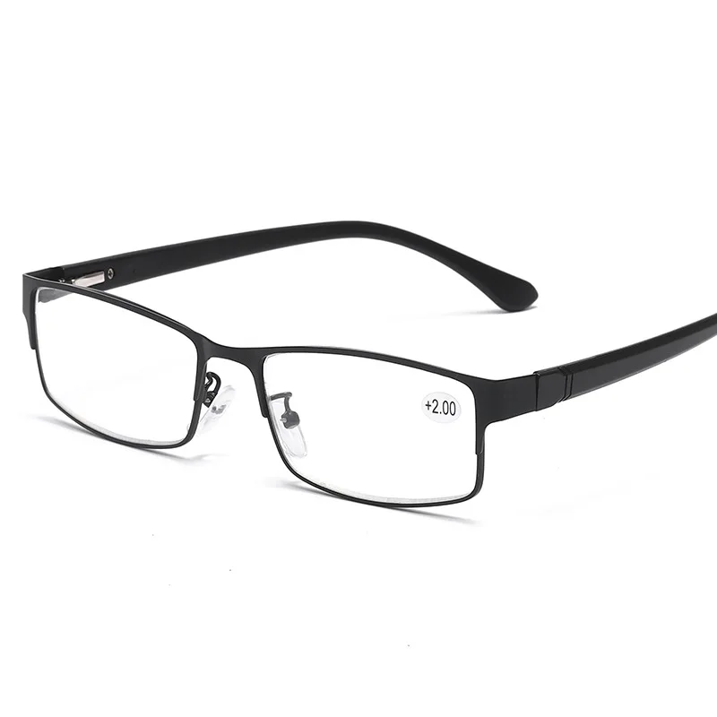 1pc Business Reading Glasses For Men Spring Hinge Computer Phone Reading Rectangular Full Frame Metal Presbyopic Eyeglasses image 4