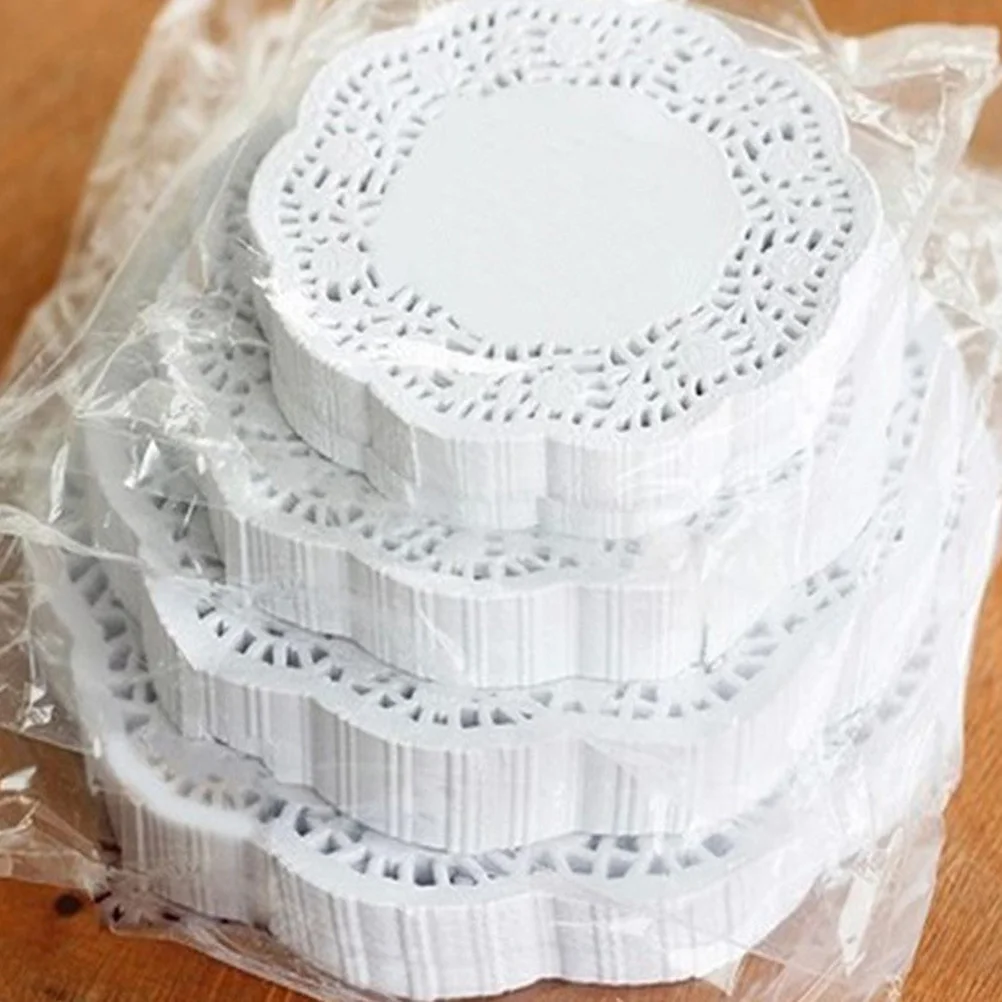 

100Pcs 6.5 White Lace Paper Doilies Cake Pad Round Oil Absorbing Multi Use Table Plate Decor Party Wedding Baking
