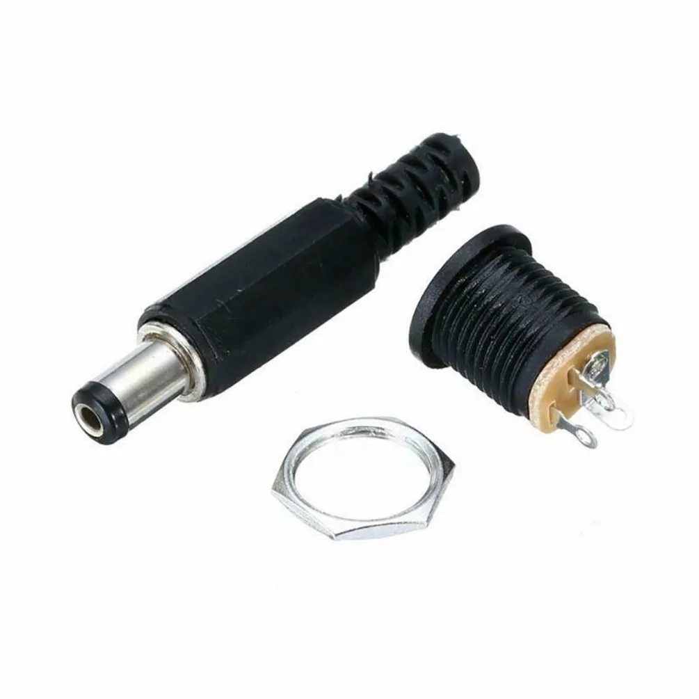 10 Pairs 2.5mm x 5.5mm DC Power Connectors Male and Female Socket for Panel Mount Use in Laptops Routers and CCTV Cameras