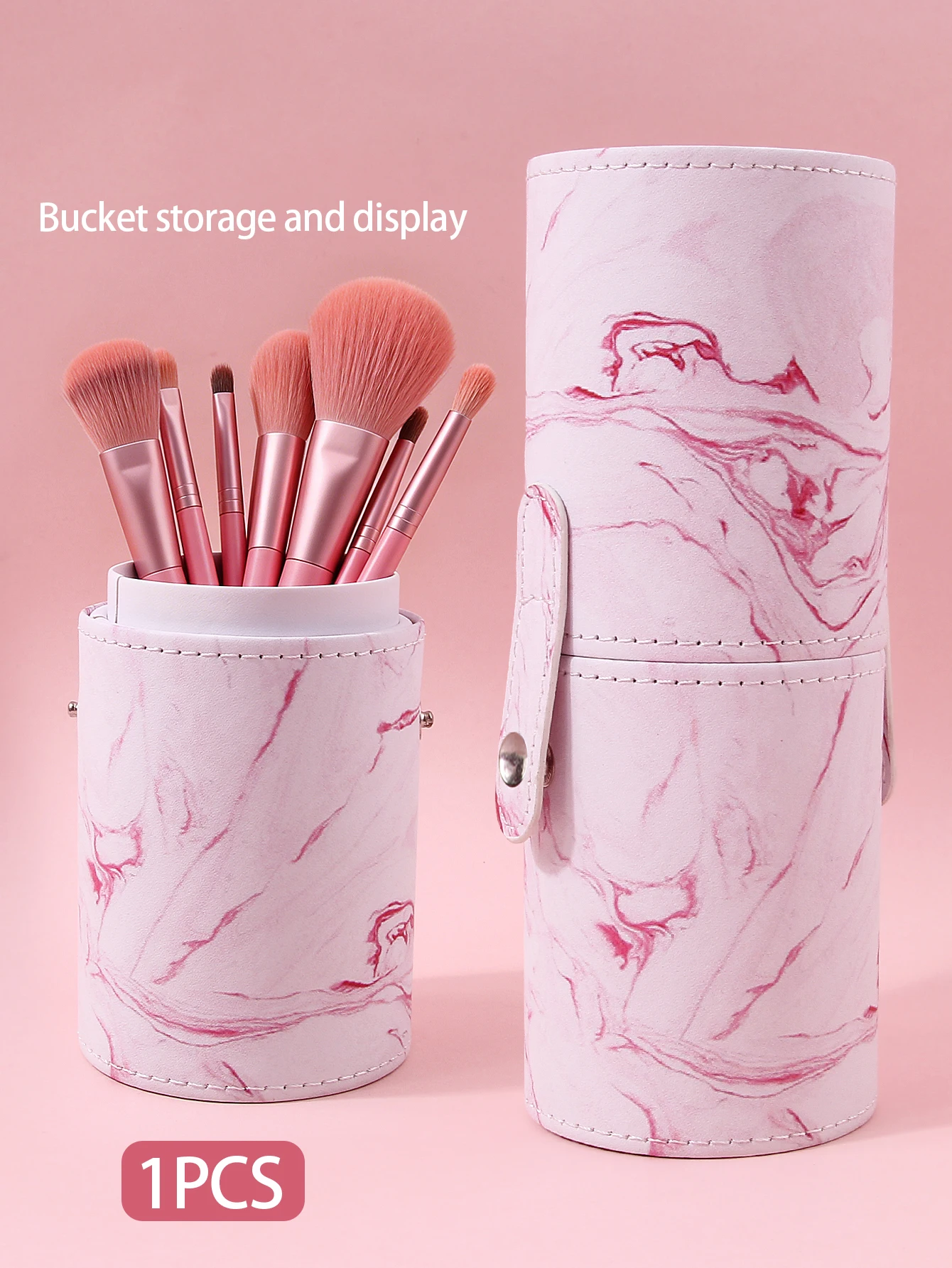 1pcs PU Leather Makeup Brush Bucket Portable Travel Cosmetic Bag Multi-Function Dust-Proof Waterproof Makeup Brush Cylinder