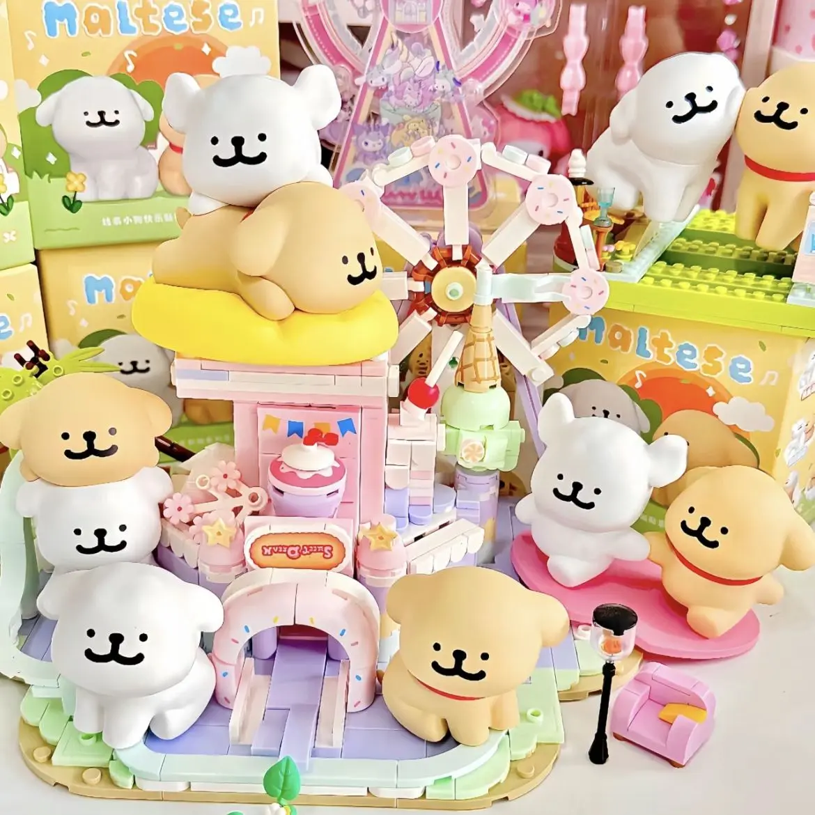 Funismo línea perro pegatina feliz caja ciega lindo perro marea juego mano hacer muñeca mesa pequeña decoración regalo de cumpleaños femenino